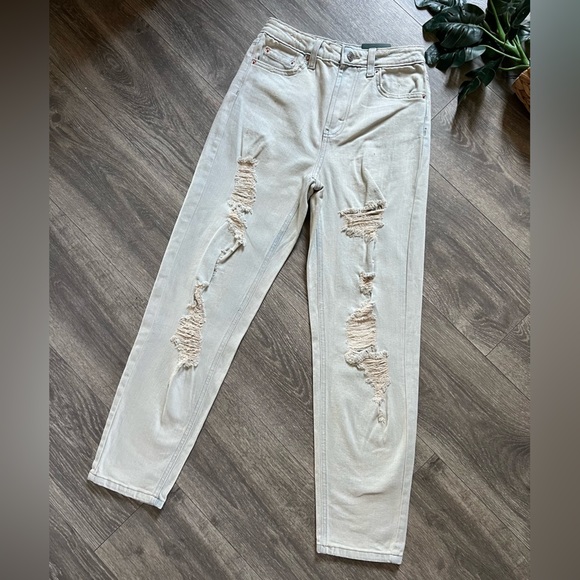 Wild Fable highest rise mom jean, light yellow wash, Distressed,  size 00 - Picture 1 of 11